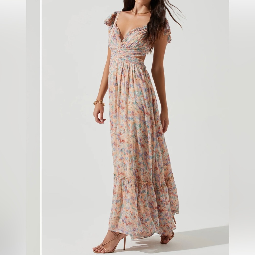 ASTR the Label Primrose Maxi Dress - peach multi